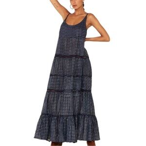 Free People Women Midnight Dance Print Sleeveless Maxi Dress Blue Size NWT